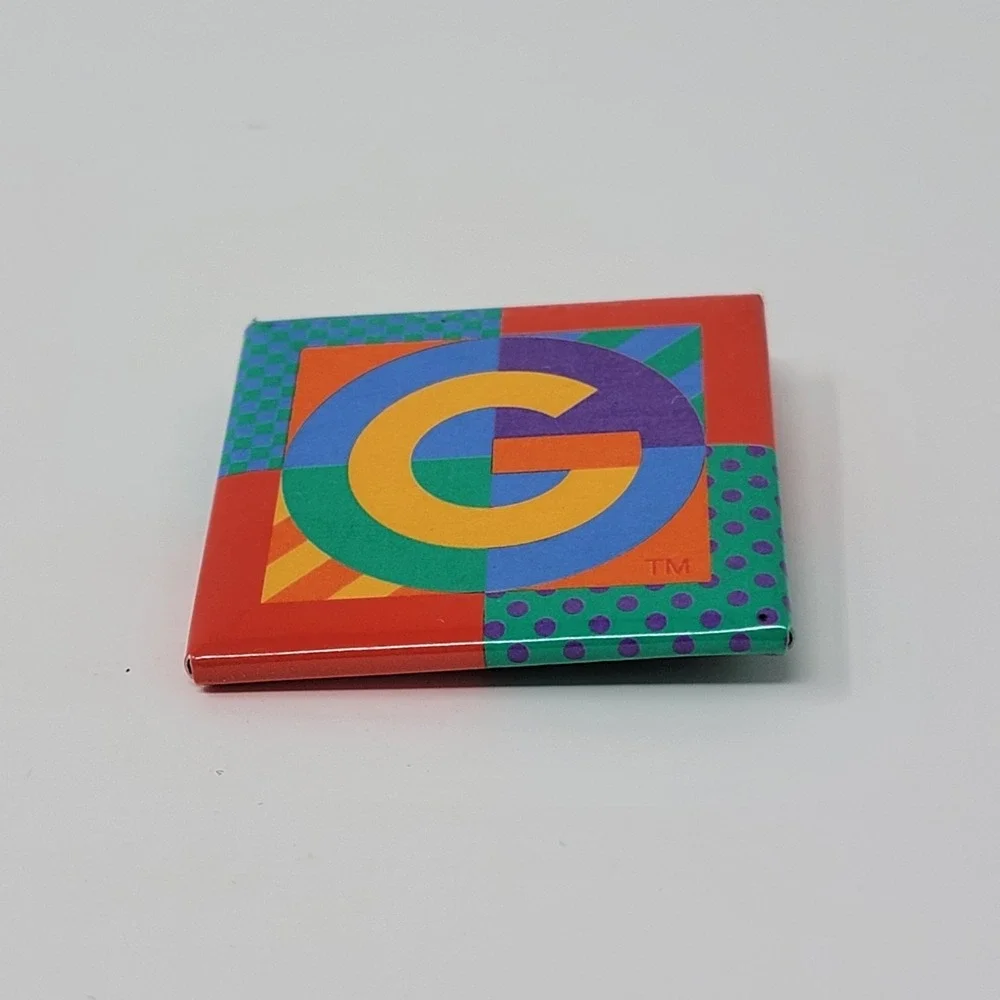 Rare! Colorful Vintage Gymboree Employee Logo Button Square Pin Kids Clothes